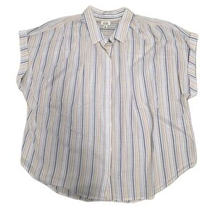 ANA Plus Women's Button Up Blouse Top Women's Size 2x Blue White Orange Light